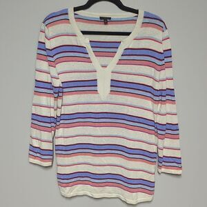 Talbots Striped V Neck Sweater